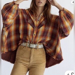 Free People We The Free Kyoto Plaid Top